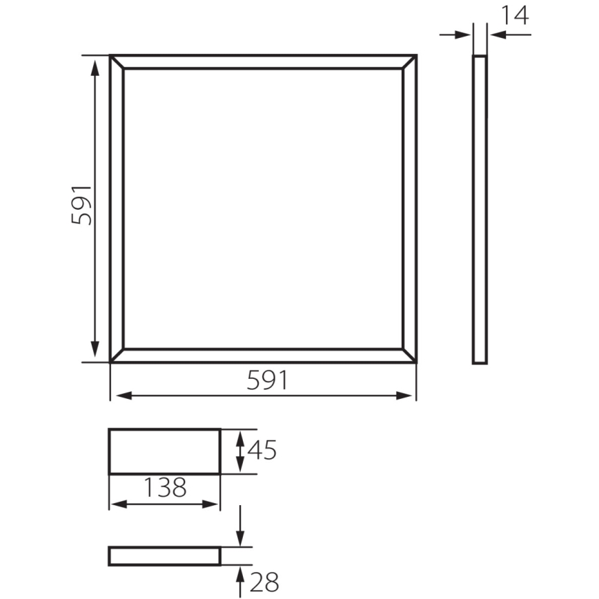 LED Upotettu runko AVAR LED/40W/230V 4000K 59x59 cm