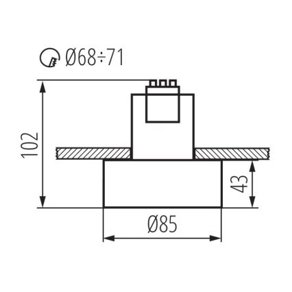 Kanlux 27575 - Upotettava valaisin MINI RITI 1xGU10 / 25W / 230V musta / kulta