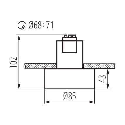Kanlux 27578 - Upotettava valaisin MINI RITI 1xGU10 / 25W / 230V musta
