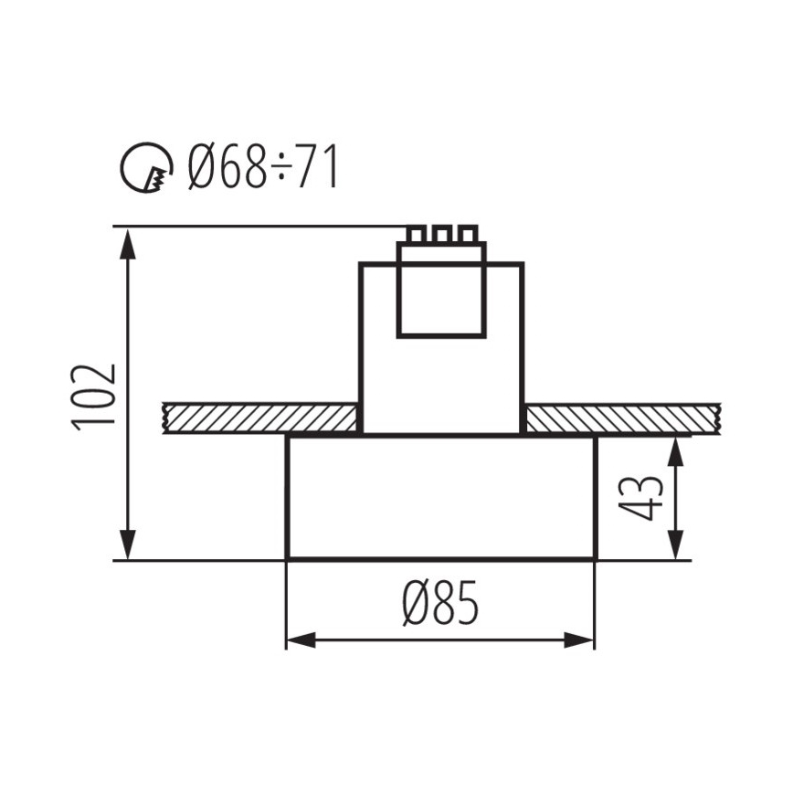 Kanlux 27578 - Upotettava valaisin MINI RITI 1xGU10 / 25W / 230V musta