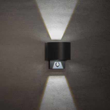 LED-ulko­seinävalaisin liiketunnistimella ja hämäräkytkimellä REKA LED/7W/230V IP54, antrasiitti, pyöreä