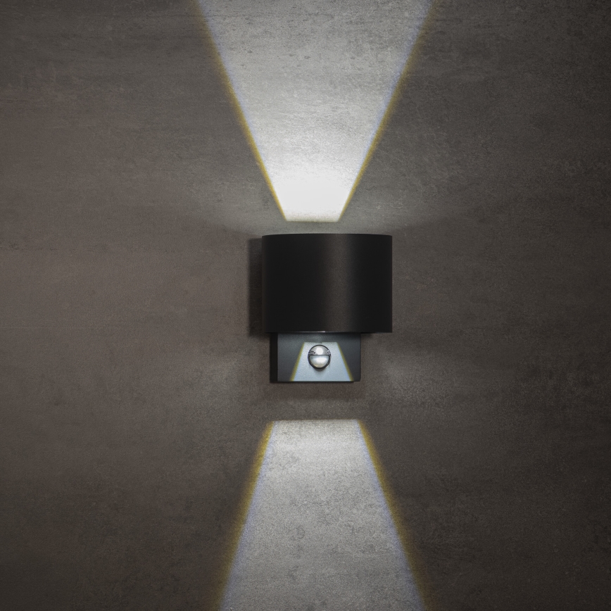 LED-ulko­seinävalaisin liiketunnistimella ja hämäräkytkimellä REKA LED/7W/230V IP54, antrasiitti, pyöreä
