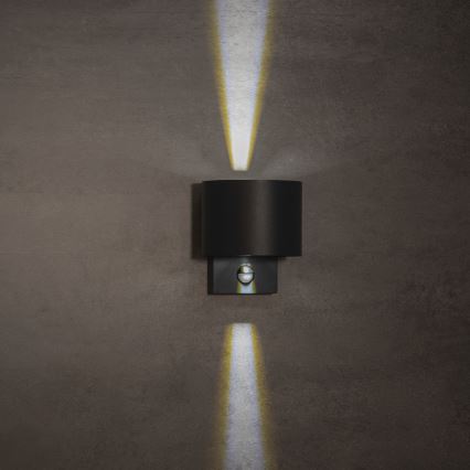LED-ulko­seinävalaisin liiketunnistimella ja hämäräkytkimellä REKA LED/7W/230V IP54, antrasiitti, pyöreä