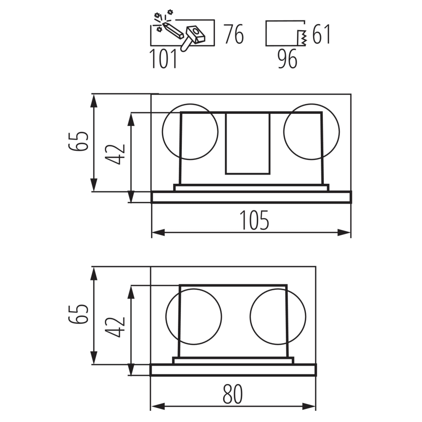 LED Sisäänrakennettu valo GLASI LED/3W/230V 3000K IP44 antrasiitti