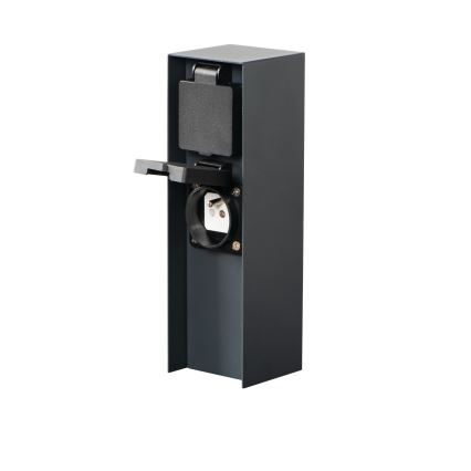Ulkopistorasiapylväs DASTO 2Z Type E 230V IP44 antrasiitti