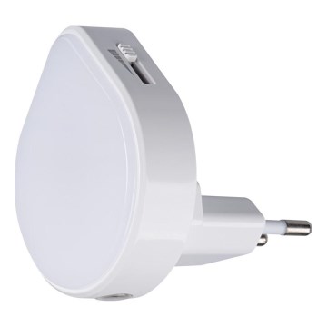 Kanlux 37396 - LED Himmennettävä suuntaus kevyt hämäräanturilla pistorasialle ULOV LED/0,5W/230V valkoinen