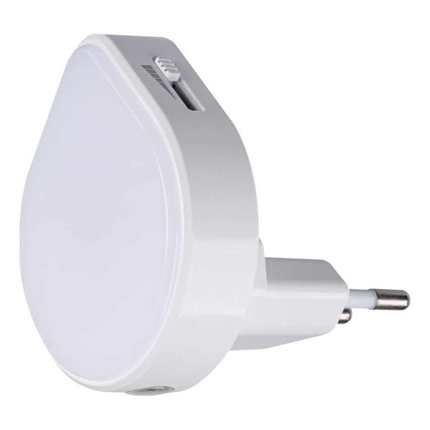 Kanlux 37396 - LED Himmennettävä suuntaus kevyt hämäräanturilla pistorasialle ULOV LED/0,5W/230V valkoinen