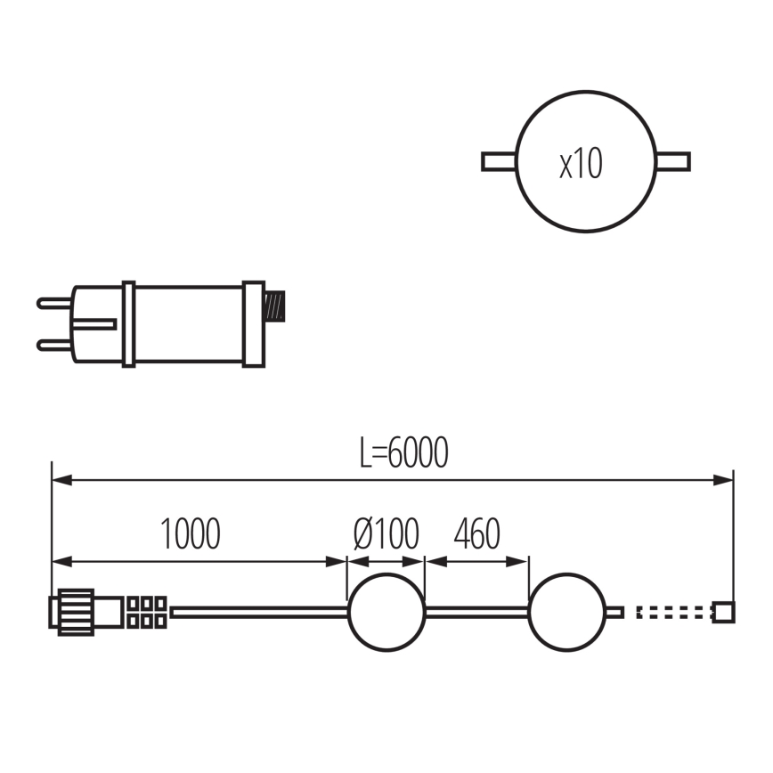 LED koristeketju ulkokäyttöön SEPPELE STONO 10xLED/10W/230V 6m IP67