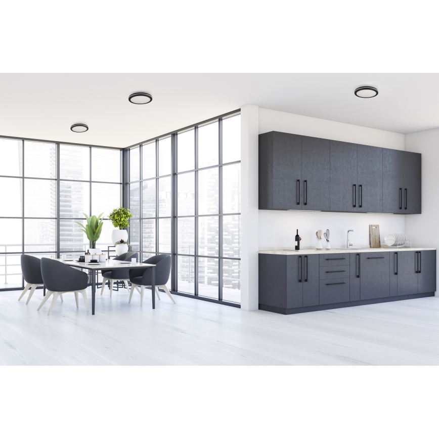 LED-ulkokattovalaisin BENO ECO LED/40W/230V 3000/4000/6500K halkaisija 40 cm IP65 musta