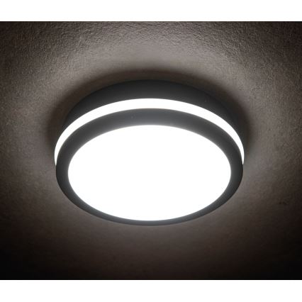 LED-ulkokattovalaisin liiketunnistimella BENO LED/12/18W/230V 3000/3500/4000K IP65 antrasiitti pyöreä