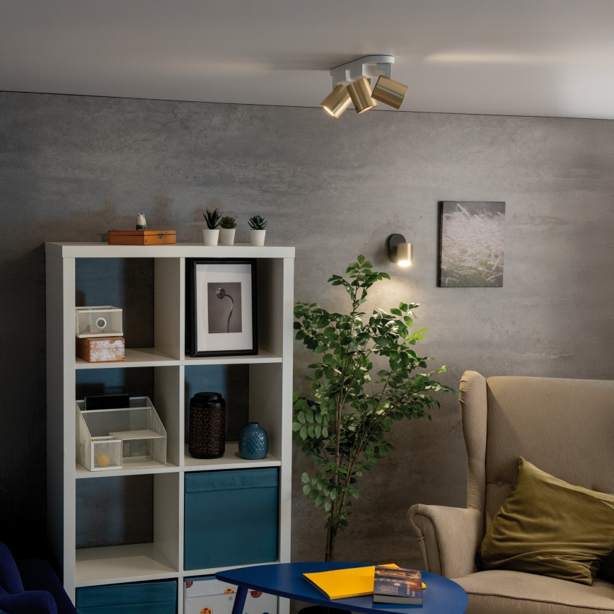 Seinäkohdevalo LAURIN 1xGU10/10W/230V messinki/musta