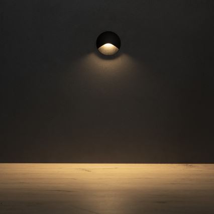 LED porrasvalaisin EXIN LED/2,5W/230V 3000K IP65 musta pyöreä