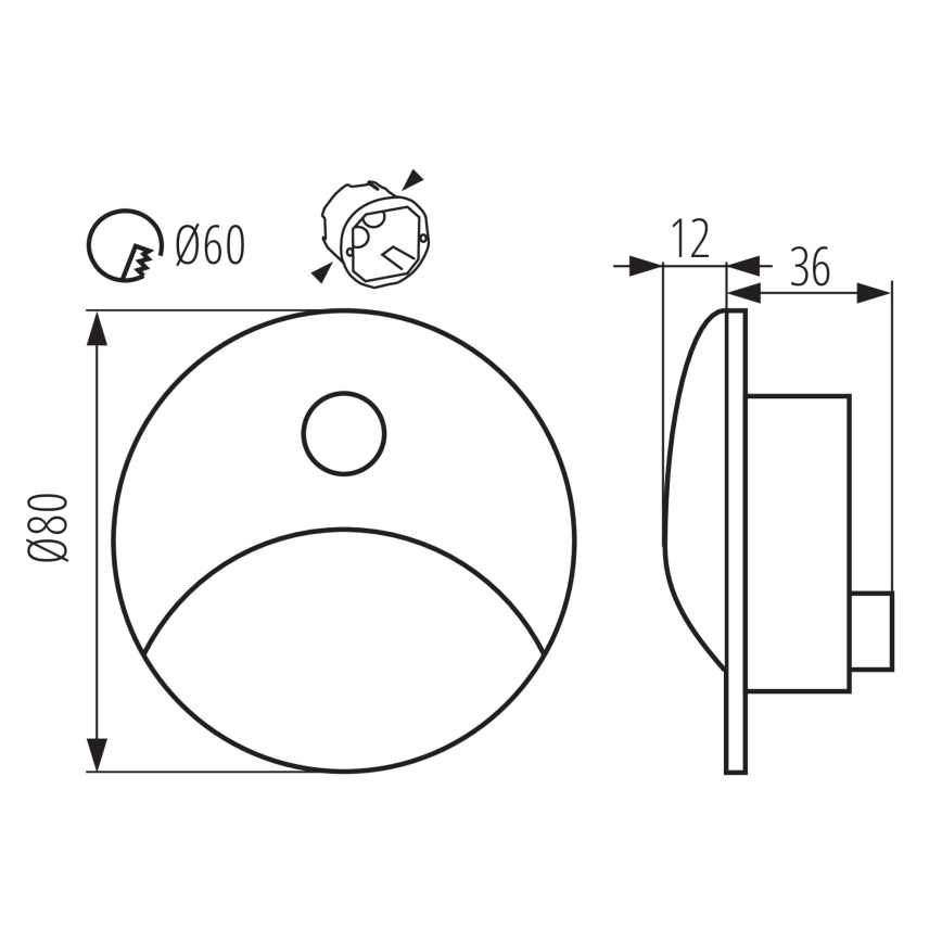 LED-porrasvalaisin liiketunnistimella ja hämäräkytkimellä EXIN LED 2,5 W 230 V 3000 K IP65, valkoinen, pyöreä