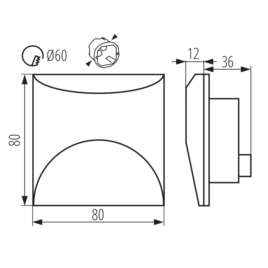 LED-porrasvalaisin EXIN LED/2,5W/230V 3000K IP65 valkoinen neliömäinen
