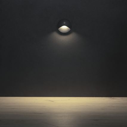 LED-porrasvalaisin liike- ja hämärätunnistimella EXIN LED/2,5W/230V 4000K IP65, pyöreä, antrasiitinharmaa