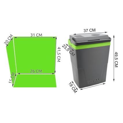 Kannettava jäähdytyslaatikko 22 l 55W/12V/230V harmaa/vihreä