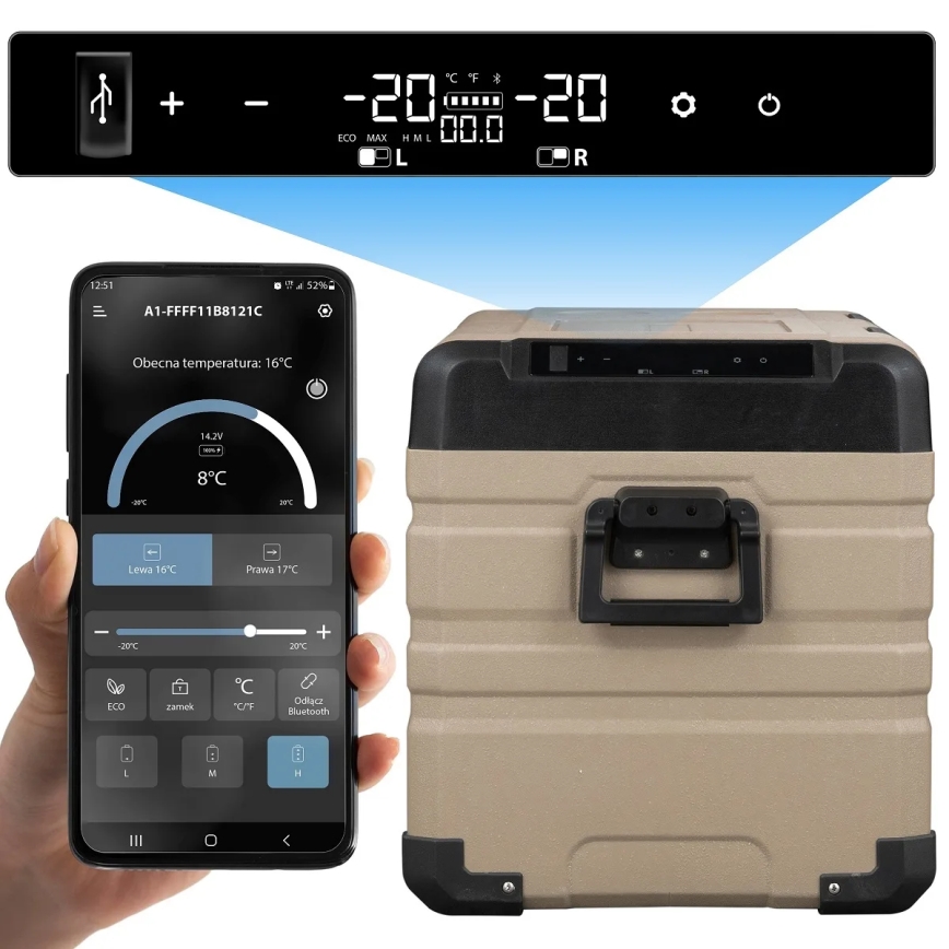 kannettava jääkaappi autoon LCD-näytöllä 39 l 230V/12V/24V ruskea