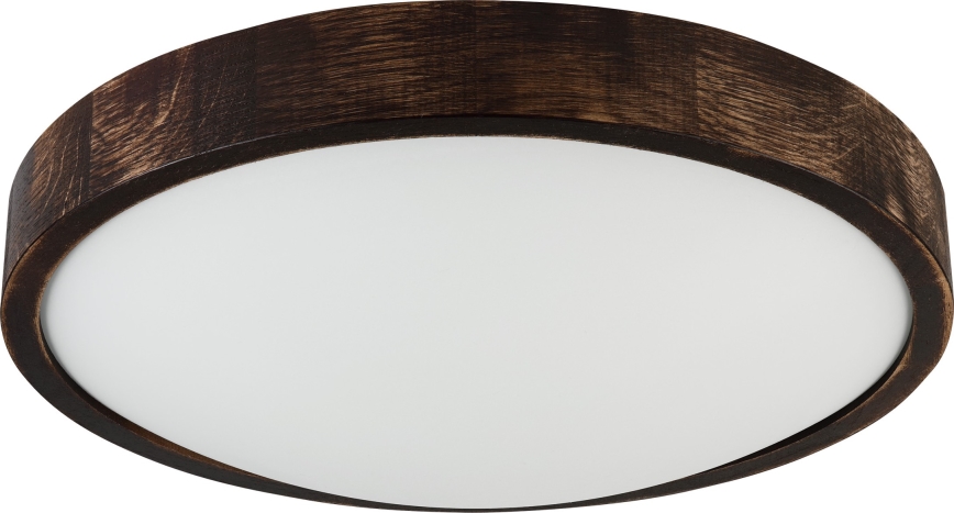 Katovalaisin OAK SLIM 2xE27/15W/230V, ø 37 cm, tammi/tummanruskea