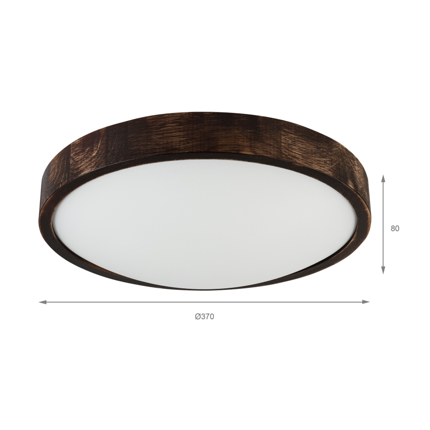 Katovalaisin OAK SLIM 2xE27/15W/230V, ø 37 cm, tammi/tummanruskea