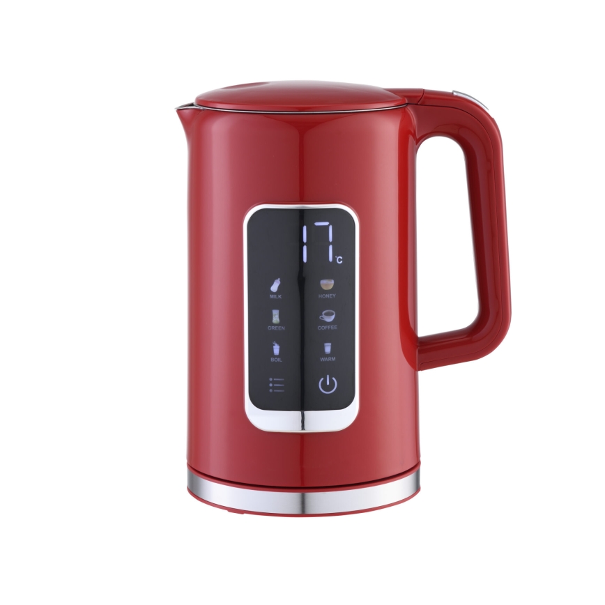 Kattila LCD-näytöllä 1,7 l 2200W/230V punainen + matkakuppi 450 ml