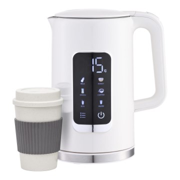 Kattila LCD-näytöllä 1,7 l 2200W/230V valkoinen + matkakuppi 450 ml