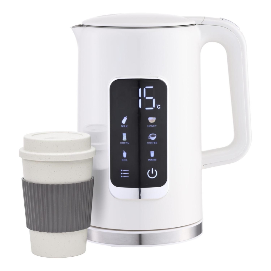 Kattila LCD-näytöllä 1,7 l 2200W/230V valkoinen + matkakuppi 450 ml