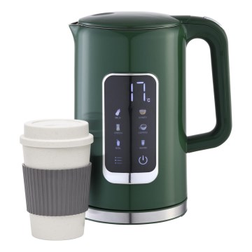 Kattila LCD-näytöllä 1,7 l 2200W/230V vihreä + matkakuppi 450 ml