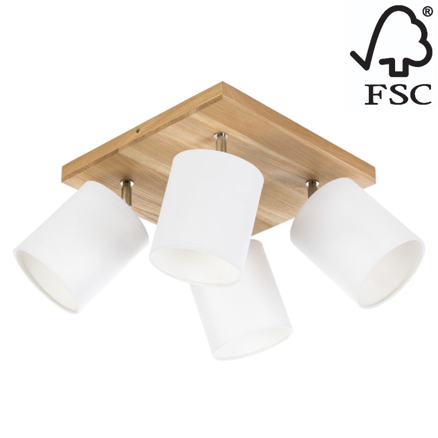 Kattokohdevalo APRILLIA 4xE27/25W/230V tammi/valkoinen - FSC-sertifioitu