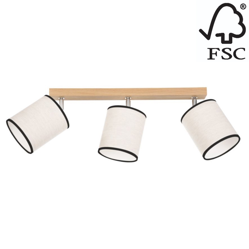 Kattokohdevalo BOHO 3xE27/25W/230V tammi - FSC-sertifioitu
