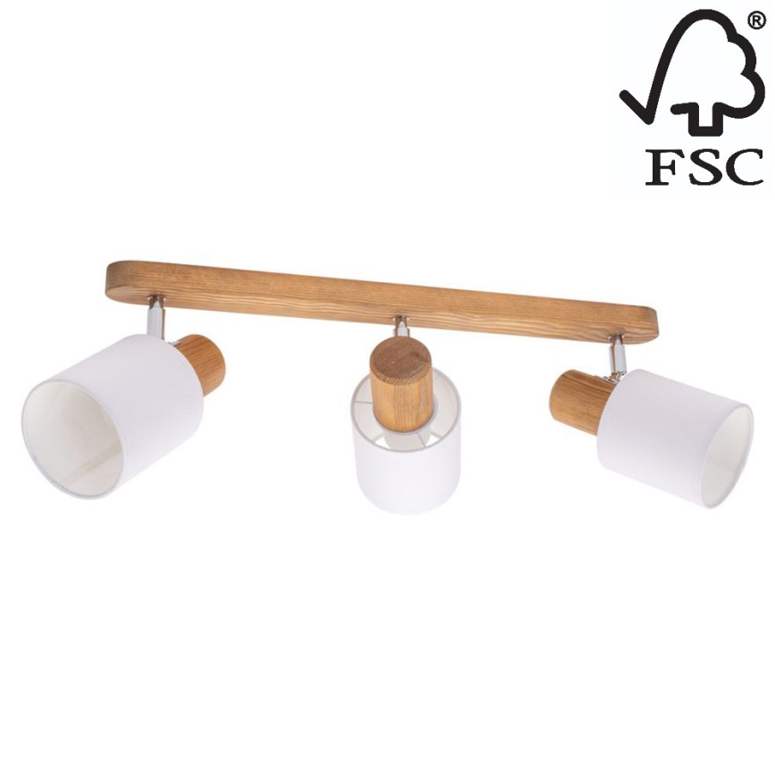Kattokohdevalo TRENDY 3xE27/15W/230V mänty - FSC-sertifioitu