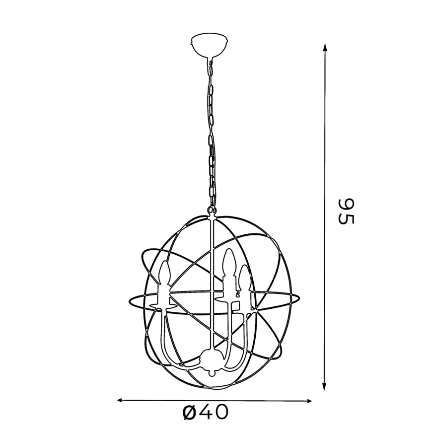 Kattokruunu GLOBE 3 3xE14/60W musta