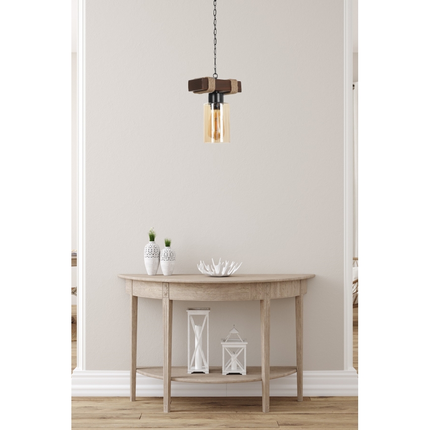 Kattokruunu JASMIN ketjulla 1xE27/40W/230V ruskea/beige