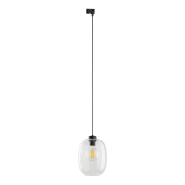 Kattokruunu johdossa 1-vaiheiselle kiskojärjestelmälle ELIO 1xE27/15W/230V musta/läpinäkyvä