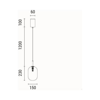 Kattokruunu johdossa 1xE14/25W/230V läpinäkyvä halkaisija 15 cm