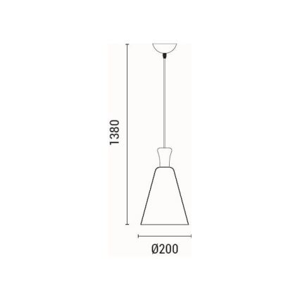 Kattokruunu johdossa 1xE27/15W/230V musta halkaisija 20 cm