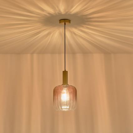 Kattokruunu johdossa 1xE27/15W/230V punainen/savuinen halkaisija 20 cm
