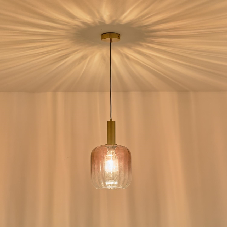 Kattokruunu johdossa 1xE27/15W/230V punainen/savuinen halkaisija 20 cm