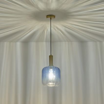 Kattokruunu johdossa 1xE27/15W/230V sininen/savuinen halkaisija 20 cm