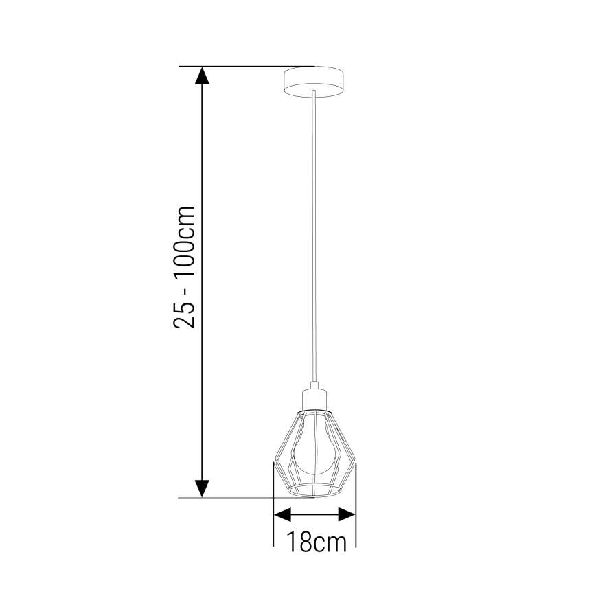 Kattokruunu johdossa 1xE27/35W/230V halkaisija 18 cm musta