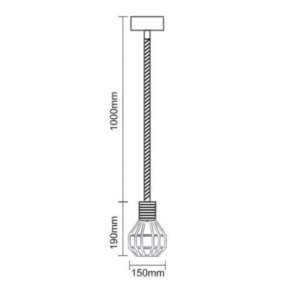 Kattokruunu johdossa 1xE27/60W/230V halkaisija 15 cm