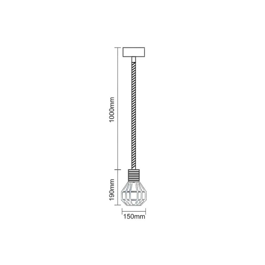 Kattokruunu johdossa 1xE27/60W/230V halkaisija 15 cm