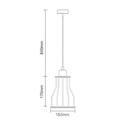 Kattokruunu johdossa 1xE27/60W/230V halkaisija 15 cm musta