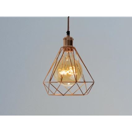 Kattokruunu johdossa 1xE27/60W/230V halkaisija 22 cm kupari