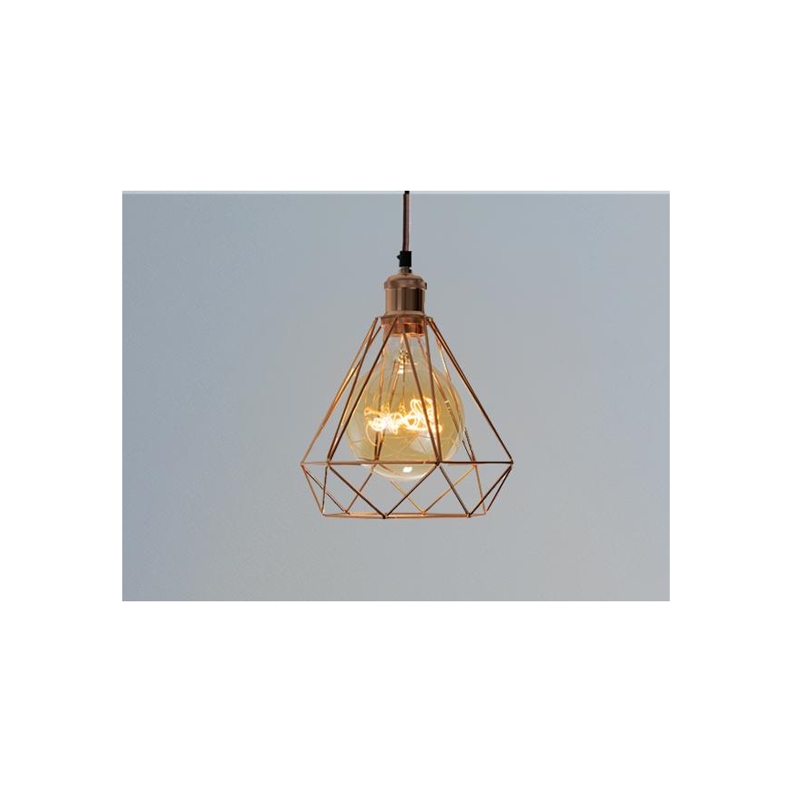 Kattokruunu johdossa 1xE27/60W/230V halkaisija 22 cm kupari