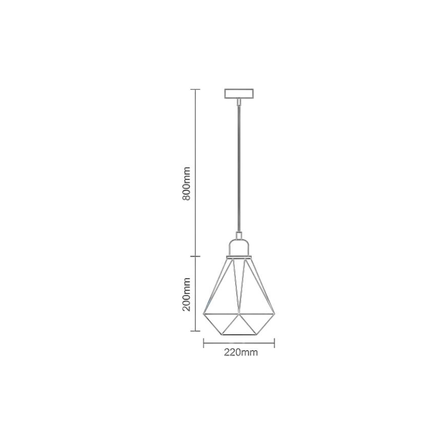 Kattokruunu johdossa 1xE27/60W/230V halkaisija 22 cm kupari