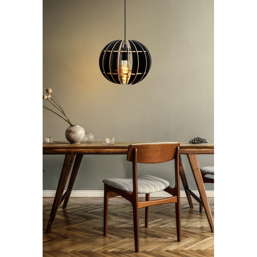Kattokruunu johdossa 1xE27/60W/230V musta halkaisija 20 cm