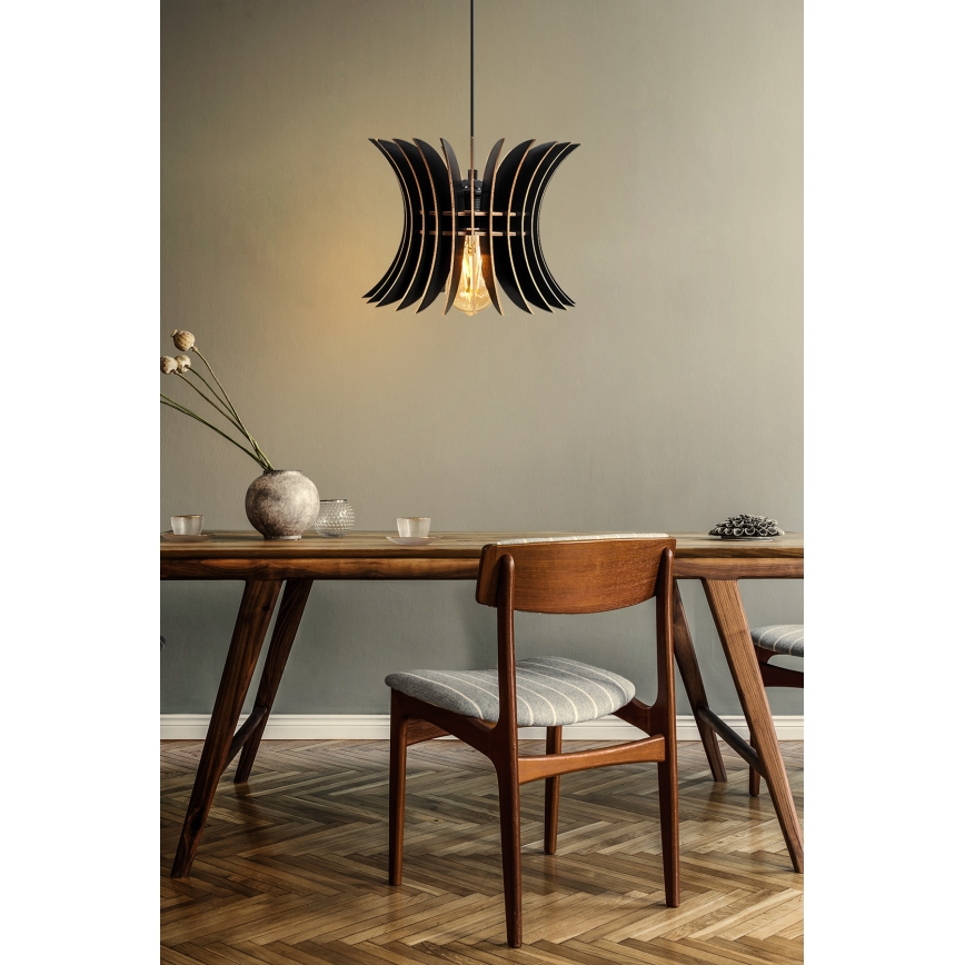Kattokruunu johdossa 1xE27/60W/230V musta halkaisija 20 cm
