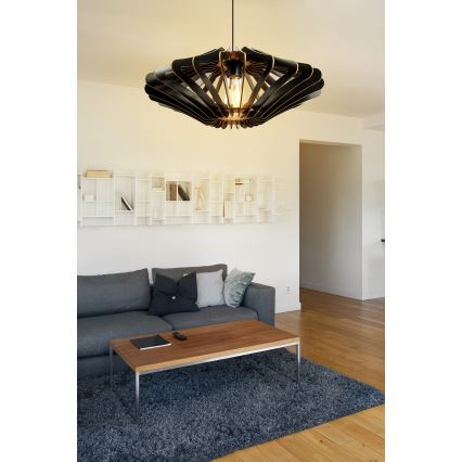 Kattokruunu johdossa 1xE27/60W/230V musta halkaisija 47 cm