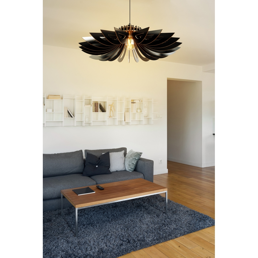 Kattokruunu johdossa 1xE27/60W/230V musta halkaisija 52 cm