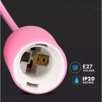 Kattokruunu johdossa 1xE27/60W/230V pinkki